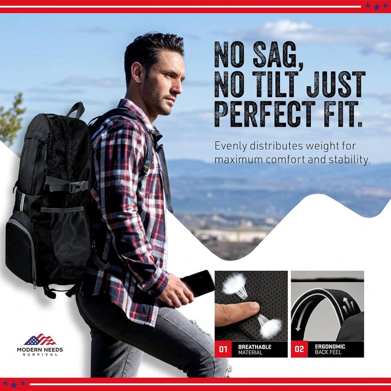 MODERN NEEDS Store Ready Pack 35L — Foldable Backpack for Travel | Lightweight, Water Resistant Hiking Daypack | Compact, Packable Backpack for Men & Women | Great for Camping & Daily Use - Image 3